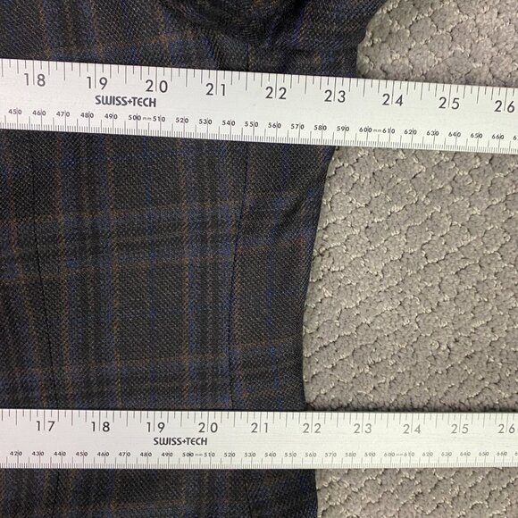Lauren Ralph Lauren Wool Blazer Sport Coat Men's 44L Brown Blue Windowpane Plaid - Picture 10 of 15